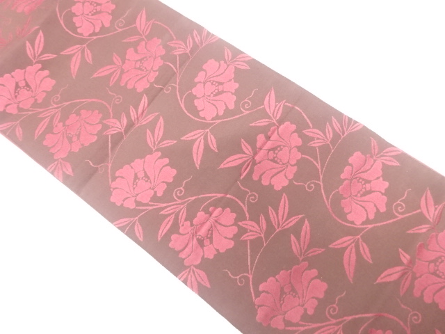 牡丹唐草模様織り出し　名古屋帯